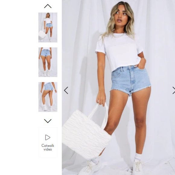 Petite Light Blue Wash Frayed Hem Denim Shorts - Size 8 US / 12 UK - Picture 4 of 5